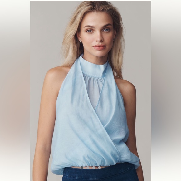 Anthropologie Tops - Anthropologie Layered Halter Sleeveless Top Sky Blue SZ XLG NWT Whimsical Fairy